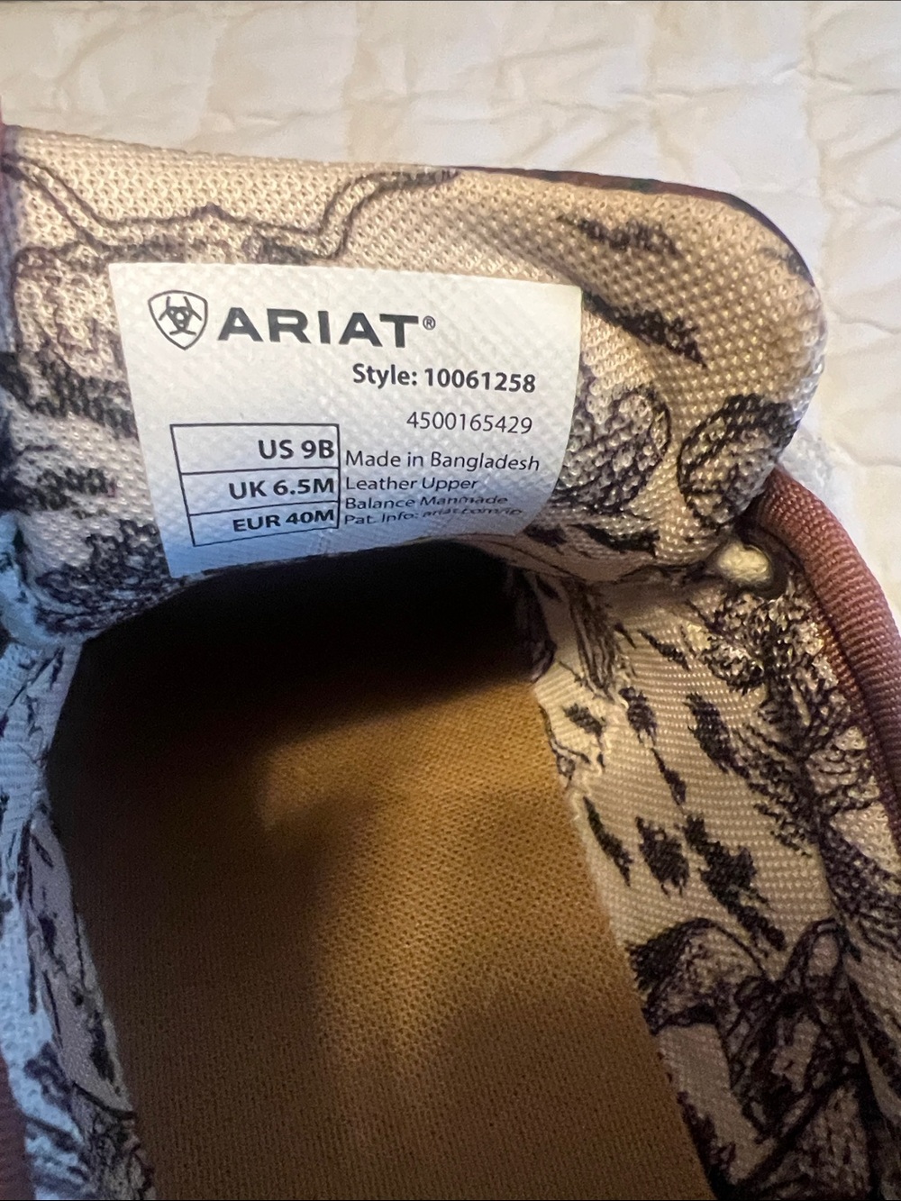 ARIAT Tooled Leather Platform Tennies 9 - Picture 5 of 6
